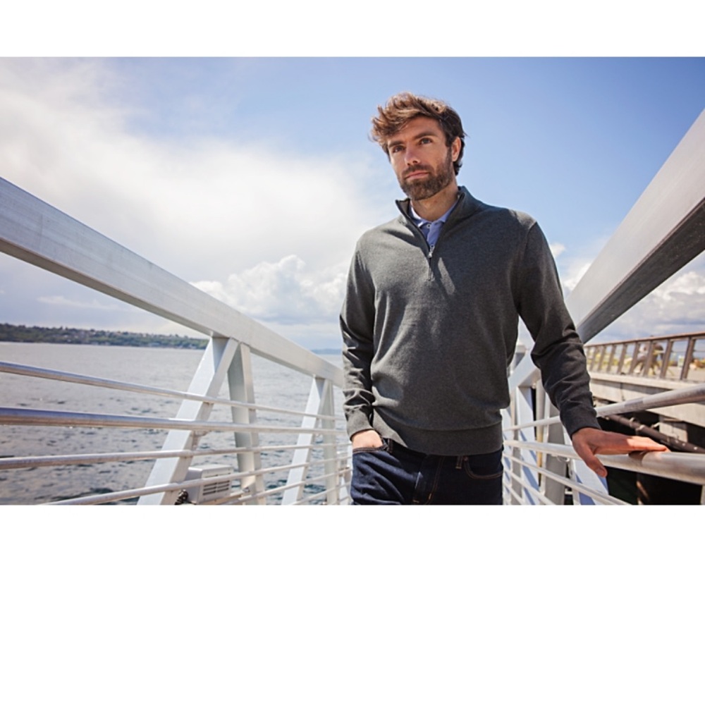 Cutter & Buck Men’s 100% Cotton Gray Pullover, Preppy